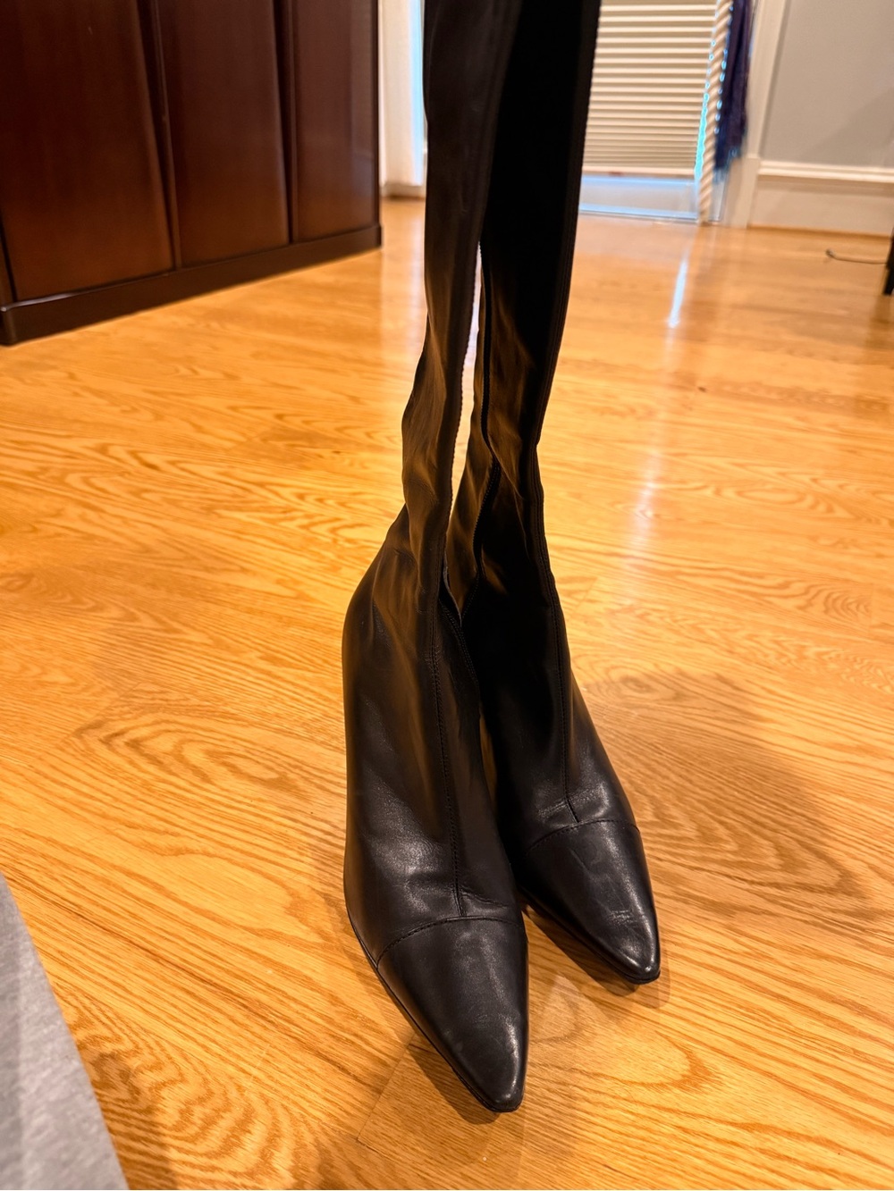 Calvin Klein Black Pointed-Toe Knee Boots